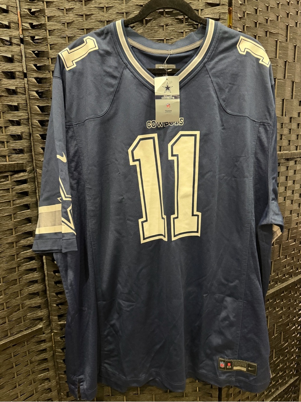 Nike Navy and White #11 Football Jersey